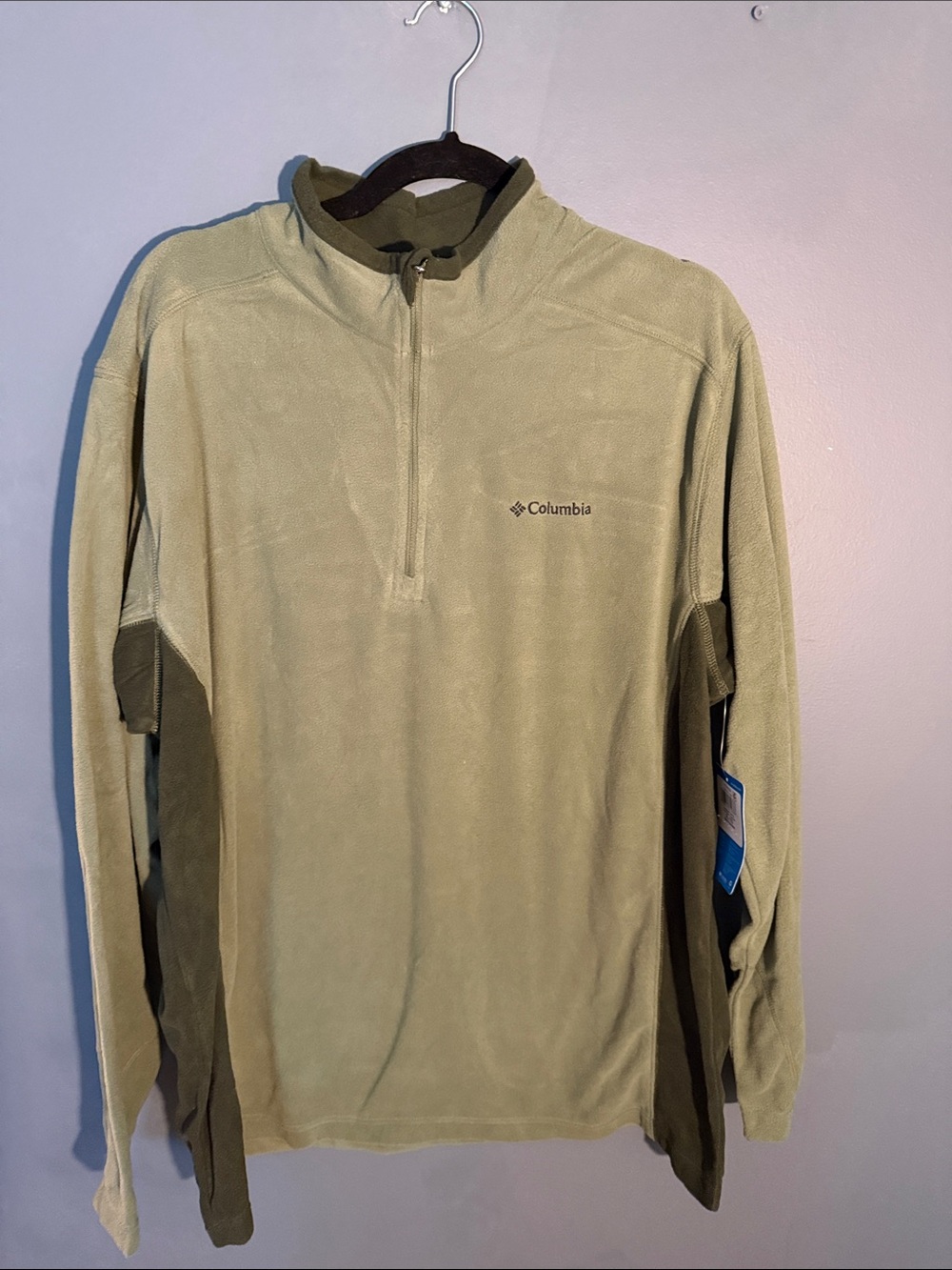 Columbia Two-Tone Olive Green Quarter-Zip Fleece